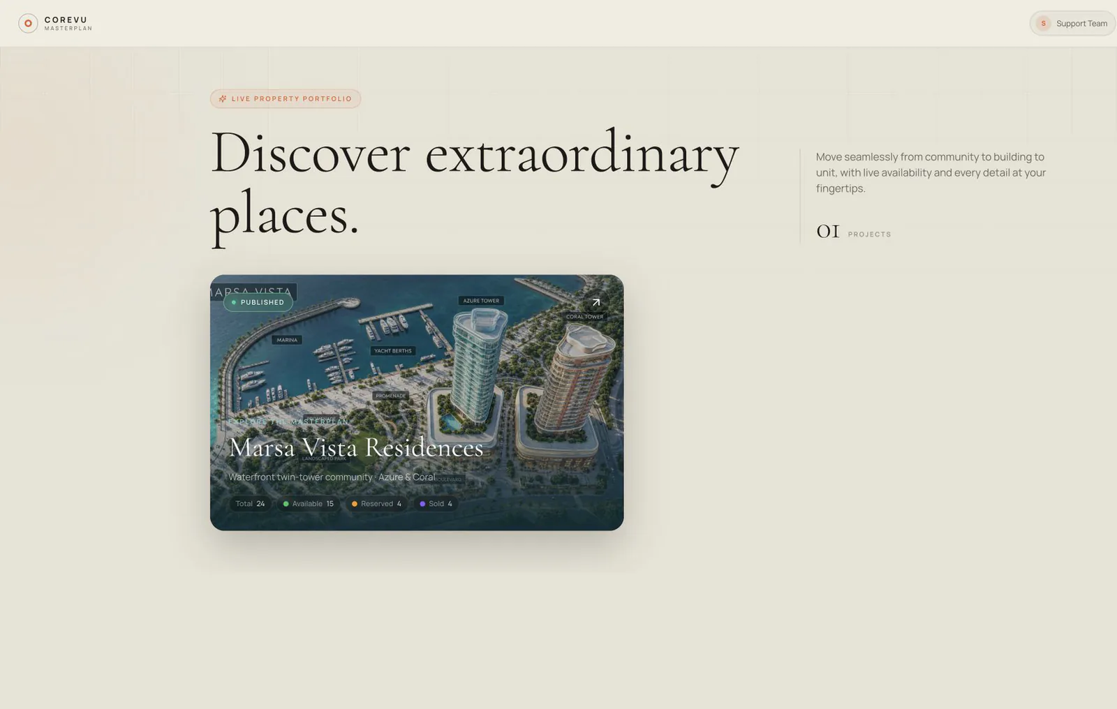 CoreVU Masterplan project portfolio